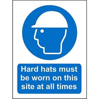 Mandatory Sign Hard Hats Plastic 30 x 20 cm