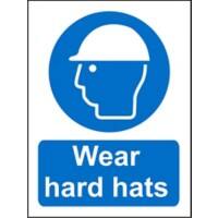 Mandatory Sign Wear Hard Hats Adhesive Vinyl 20 x 15 cm