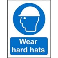 Mandatory Sign Wear Hard Hats Adhesive Plastic 30 x 20 cm