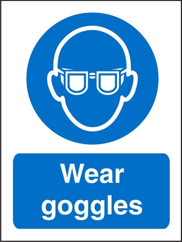 Mandatory Sign Wear Goggles Adhesive Vinyl 30 x 20 cm