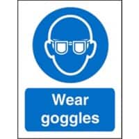 Mandatory Sign Wear Goggles Adhesive Vinyl 30 x 20 cm