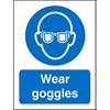 Mandatory Sign Wear Goggles Plastic Blue, White 20 x 15 cm