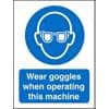 Mandatory Sign Wear Goggles with this Machine Vinyl Blue, White 20 x 15 cm