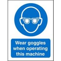 Mandatory Sign Wear Goggles with this Machine Vinyl 30 x 20 cm