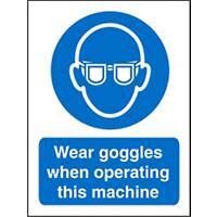 Mandatory Sign Wear Goggles with this Machine Plastic 30 x 20 cm