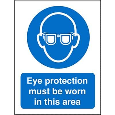 Mandatory Sign Eye Protection  in This Area Vinyl Blue, White 20 x 15 cm