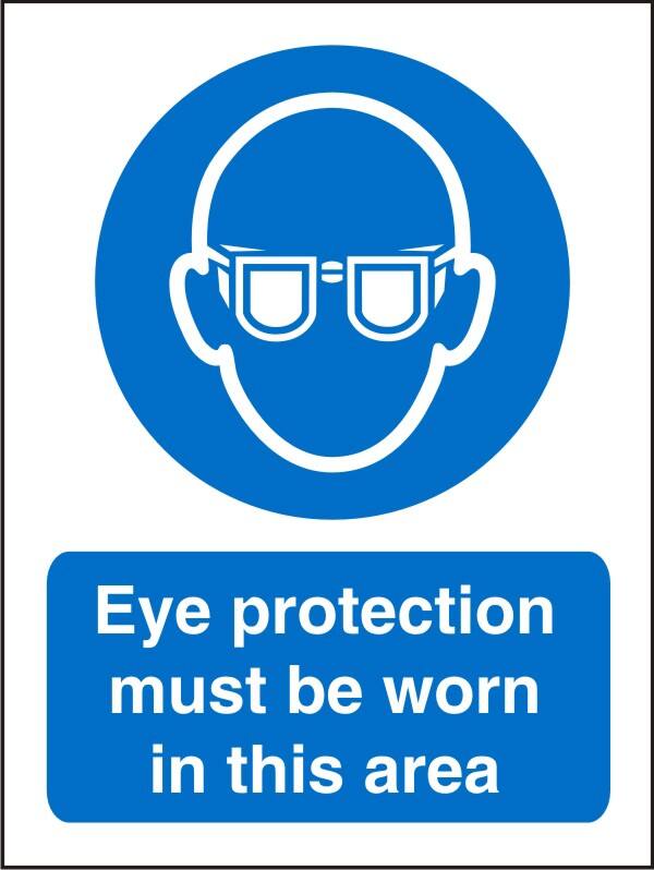 Mandatory Sign Eye Protection in This Area Adhesive Plastic 20 x 15 cm