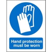 Mandatory Sign Hand Protection Must Be Worn Adhesive Plastic 30 x 20 cm