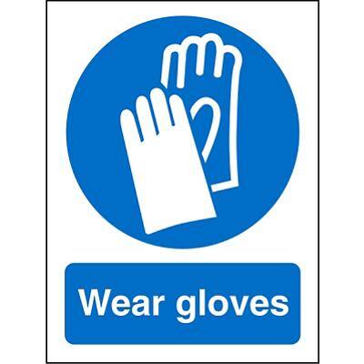Mandatory Sign Gloves Plastic Blue, White 20 x 15 cm