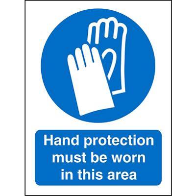 Mandatory Sign Hand Protection Worn in This Area Vinyl 20 x 15 cm