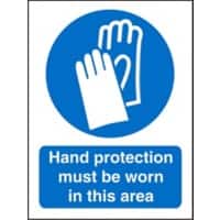 Mandatory Sign Hand Protection Worn In This Area Adhesive Plastic 30 x 20 cm