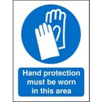 Mandatory Sign Hand Protection Worn in This Area Plastic 30 x 20 cm