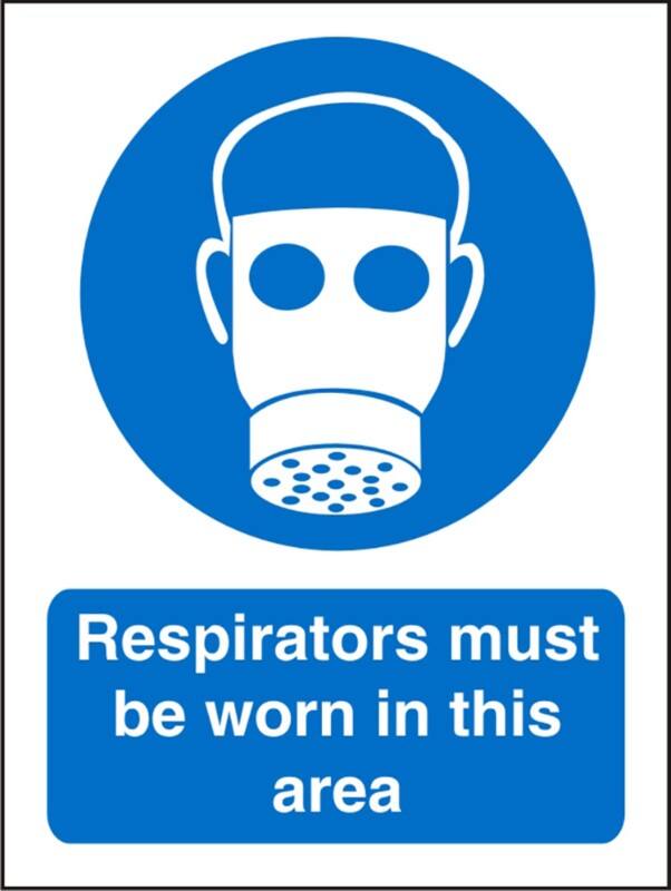 Mandatory Sign Respirators Adhesive Vinyl 20 x 15 cm