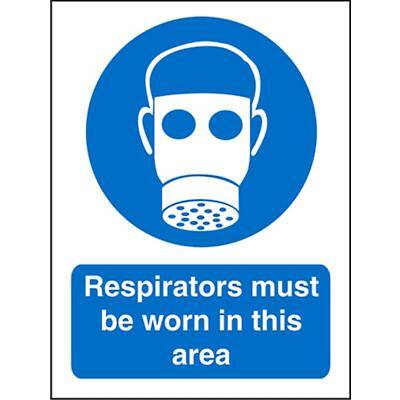 Mandatory Sign Respirators vinyl 30 x 20 cm
