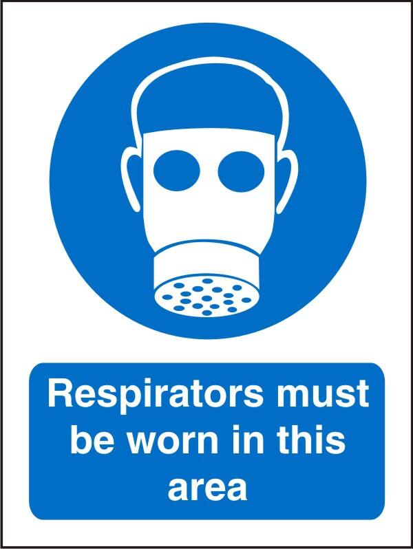 Mandatory Sign Respirators Adhesive Plastic 30 x 20 cm