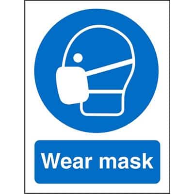 Mandatory Sign Mask Plastic Blue, White 30 x 20 cm