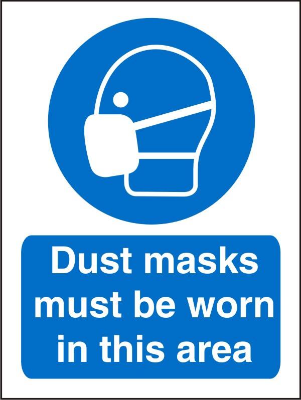 Mandatory Sign Mask Must Be Worn In This Area Adhesive Plastic 20 x 15 cm