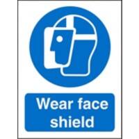 Mandatory Sign Face Shield vinyl Blue, White 30 x 20 cm