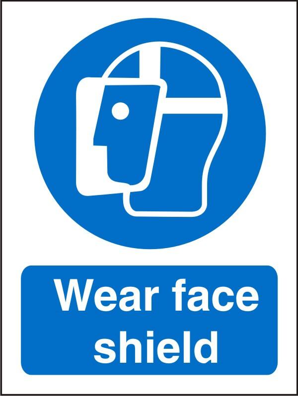 Mandatory Sign Face Shield Adhesive Plastic 20 x 15 cm