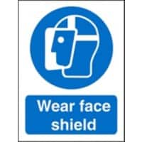 Mandatory Sign Face Shield Plastic Blue, White 20 x 15 cm