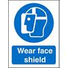 Mandatory Sign Face Shield Plastic Blue, White 30 x 20 cm