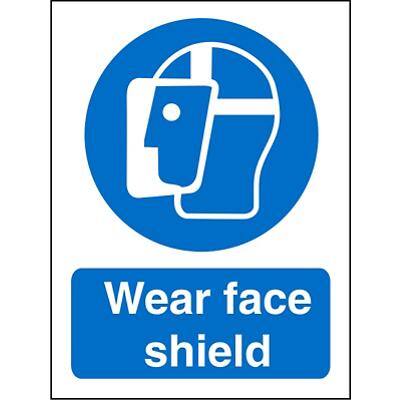 Mandatory Sign Face Shield Plastic Blue, White 30 x 20 cm