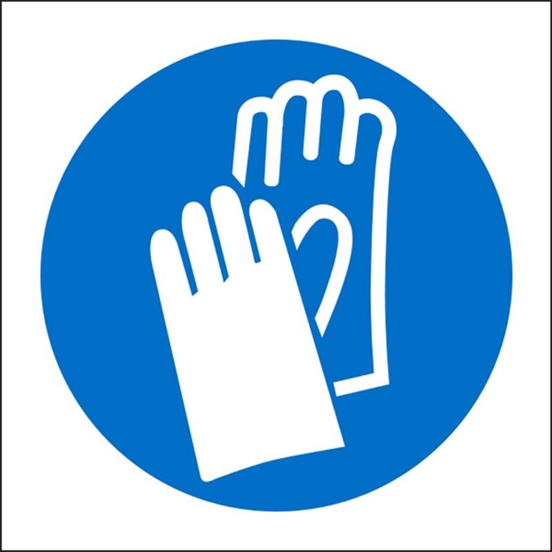 Mandatory Sign Gloves Adhesive Vinyl 20 x 20 cm