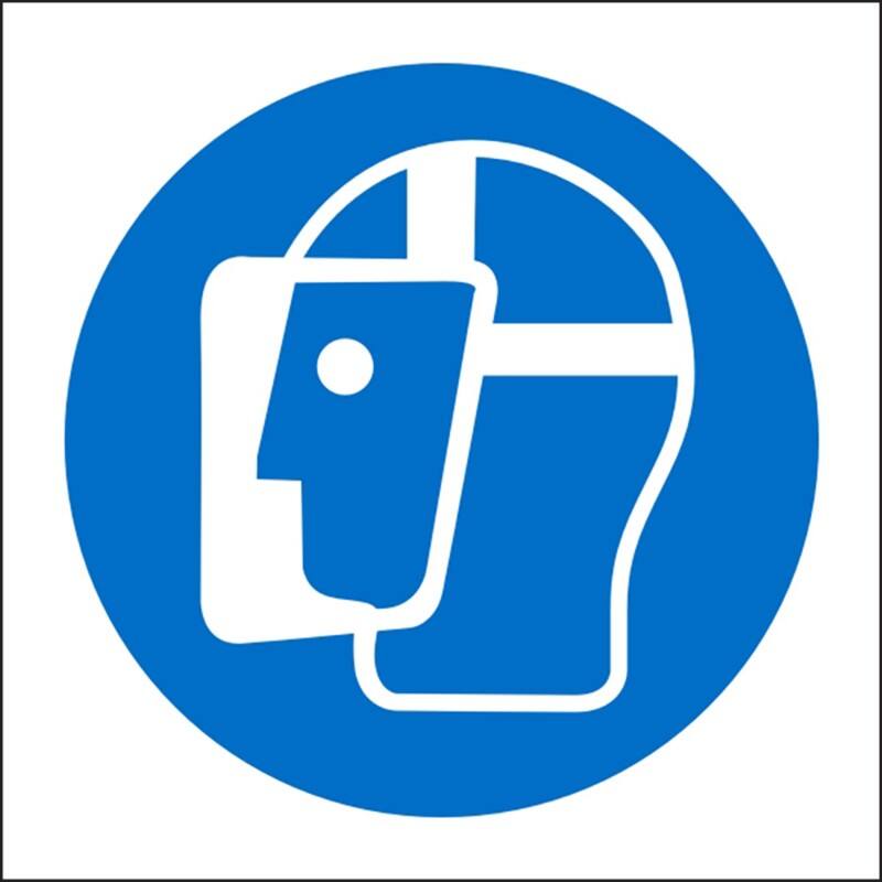 Mandatory Sign Face Shield Adhesive Plastic 15 x 15 cm