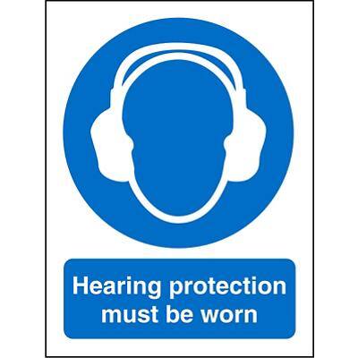 Mandatory Sign Hearing Protection vinyl Blue, White 30 x 20 cm