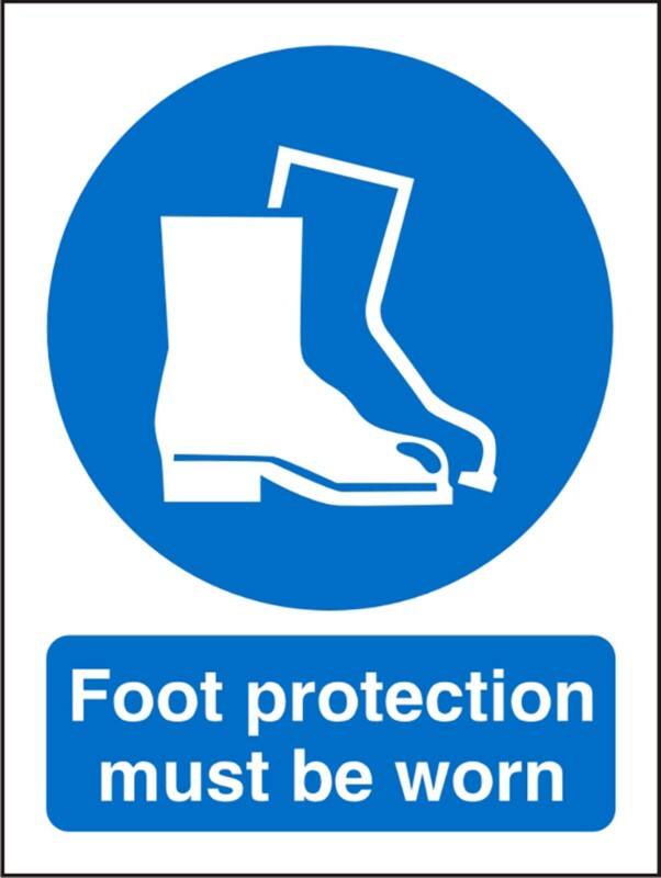 Mandatory Sign Foot Protection Must Be Worn Adhesive Vinyl 30 x 20 cm
