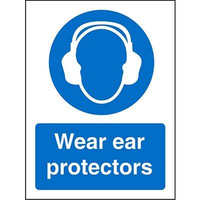 Mandatory Sign Wear Ear Protectors Vinyl Blue, White 30 x 20 cm
