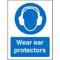 Mandatory Sign Wear Ear Protectors Plastic Blue, White 30 x 20 cm