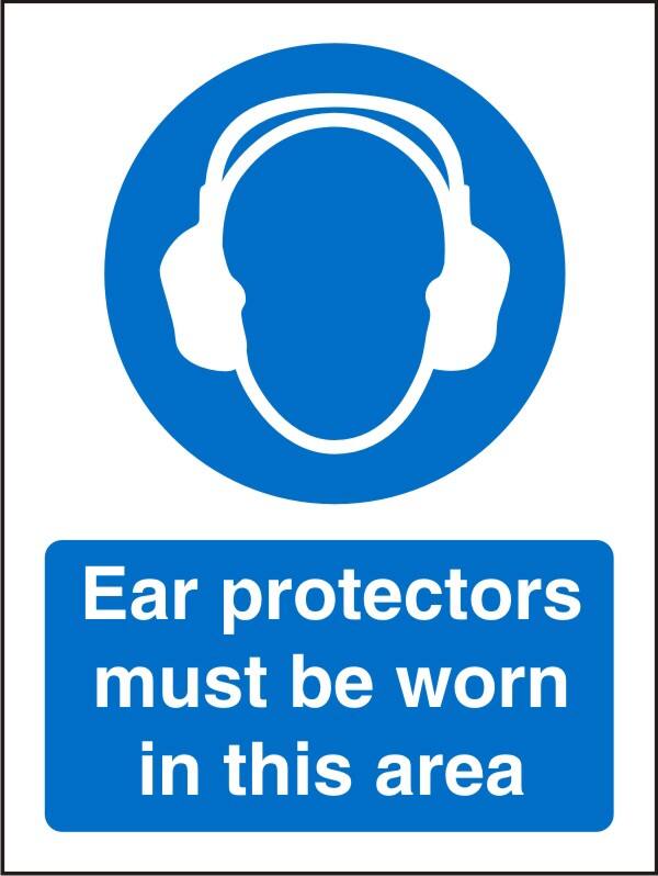 Mandatory Sign Ear Protectors in this Area Adhesive Vinyl 30 x 20 cm