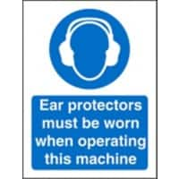 Mandatory Sign Ear Protectors With This Machine Vinyl 20 x 15 cm