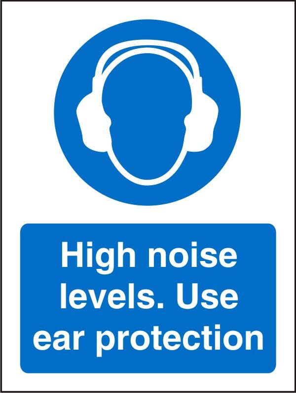 Mandatory Sign High Noise Adhesive Plastic 30 x 20 cm