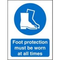 Mandatory Sign Foot Protection Worn at All Times Vinyl Blue, White 150 x 200 (W x H) cm