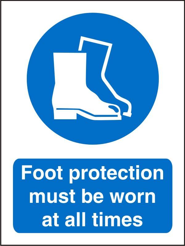 Mandatory Sign Foot Protection Adhesive Plastic 30 x 20 cm