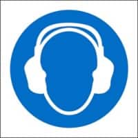 Mandatory Sign Ear Protection Adhesive Vinyl 15 x 15 cm