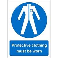 Mandatory Sign Protective Clothing Must Be Worn Adhesive Vinyl 20 x 15 cm