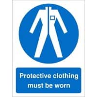 Mandatory Sign Protective Clothing Must Be Worn Vinyl Blue, White 30 x 20 cm