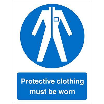 Mandatory Sign Protective Clothing Must Be Worn Plastic 20 x 15 cm