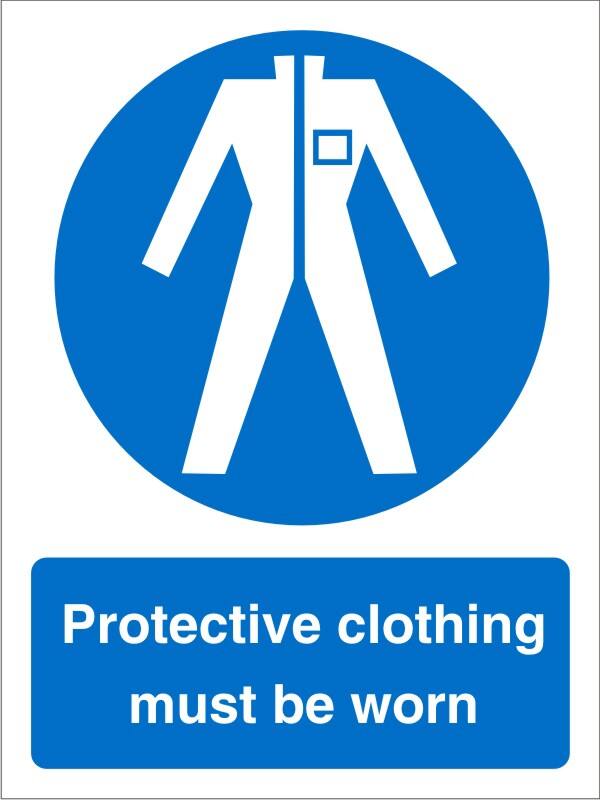 Mandatory Sign Protective Clothing Must Be Worn Adhesive Plastic 30 x 20 cm