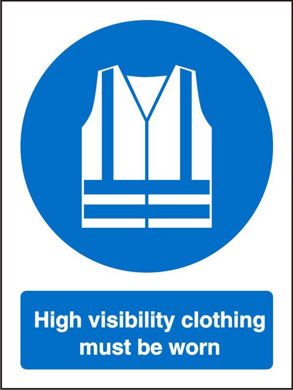 Mandatory Sign High Vis Clothing Must Be Worn Adhesive Vinyl 20 x 15 cm