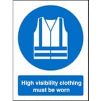 Mandatory Sign High Vis Clothing Must Be Worn Vinyl Blue, White 30 x 20 cm