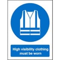 Mandatory Sign High Vis Clothing Must Be Worn Adhesive Plastic 30 x 20 cm