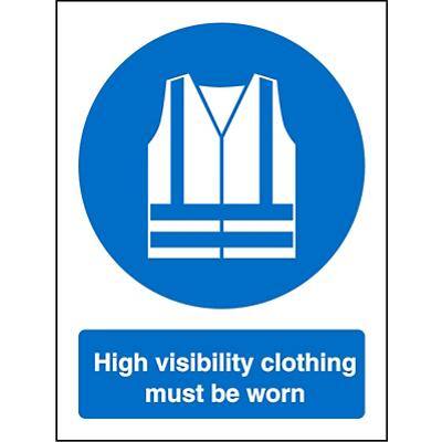 Mandatory Sign High Vis Clothing Must Be Worn Plastic 30 x 20 cm