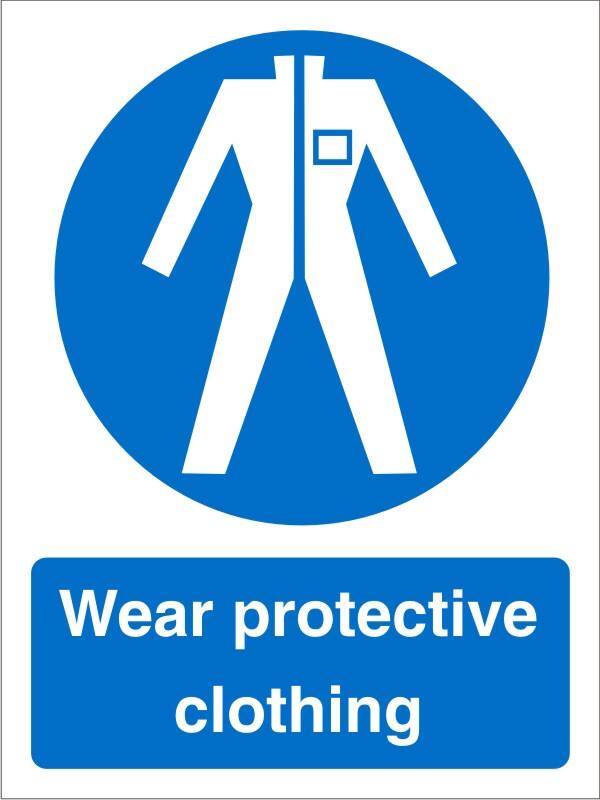Mandatory Sign Wear Protective Clothing Adhesive Vinyl 20 x 15 cm