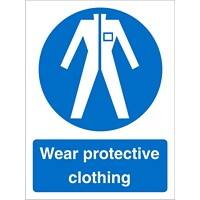 Mandatory Sign Wear Protective Clothing Vinyl 20 x 15 cm