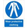 Mandatory Sign Wear Protective Clothing Vinyl 20 x 15 cm
