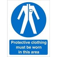 Mandatory Sign Protective Clothing in this Area Vinyl 20 x 15 cm